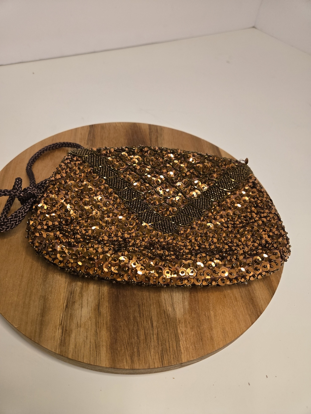 Sequin Evening Clutch Bag in Bronze